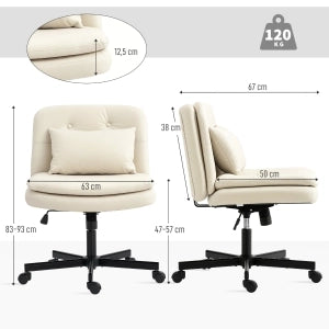 SEDIA Ufficio girevole 63x67x83-93 cm in pelle sintetica Beige
