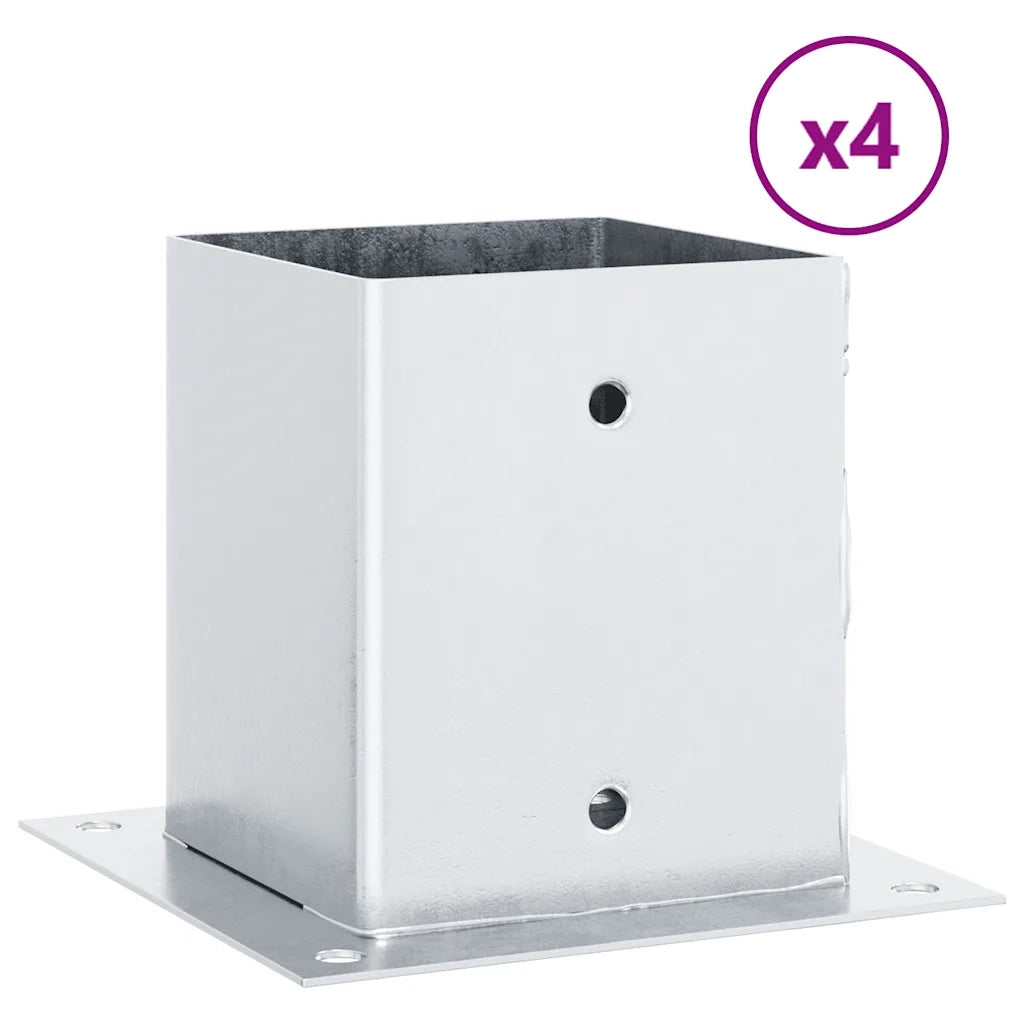 vidaXL Basi per Pali Quadrate 4 pz Argento 101x101 mm Acciaio Zincato