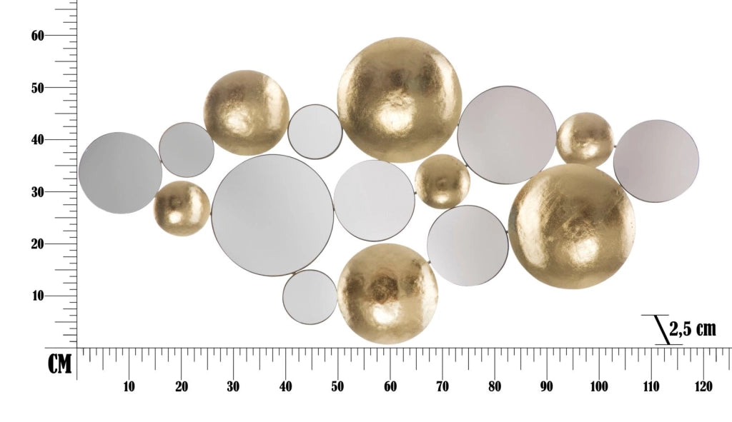 Pannello Oro Specchio Glam 118x2,5x60 cm in Ferro Oro