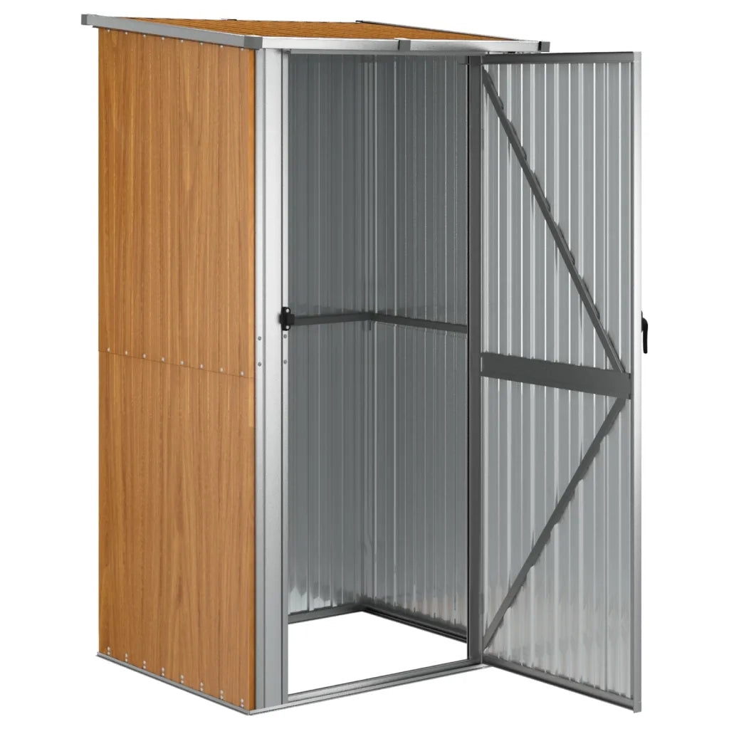 Casetta da giardino marrone 118,5x97x209,5 cm in acciaio zincato 150902