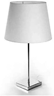 LAMPADA LUMETTO MODERNO CON BASE QUADRATA IN ACCIAIO E PARALUME BIANCO 30XH53 CM
