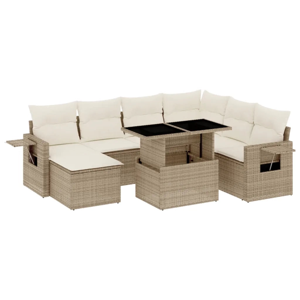 Set Divano da Giardino 8 pz con Cuscini Beige in Polyrattan 3268068