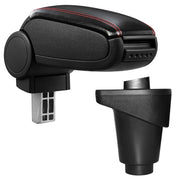 Bracciolo centrale per Fiat 500L - con vano portaoggetti - imbottito - in similpelle - nero con cuciture rosse 03_0011354