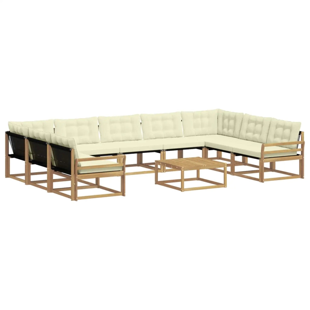 Set di divani da esterno con cuscino 10 pcs Bianco e Crema 3389092