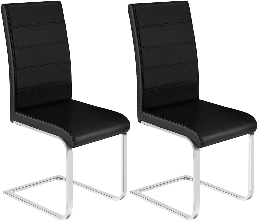 Set di 2 Sedie per Sala da Pranzo, Sedie da Cucina Moderne con Schienale Alto, Ergonomiche per Soggiorno, Ufficio, in PU, Bianco, BH378ws-2
