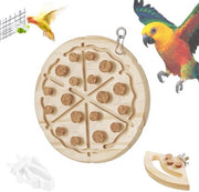 Giocattolo per uccelli - Cibo in legno appeso con gomma per pappagalli, pernici, vanga pernici, aringhe, passeri, piccoli e medi uccelli (pizza)