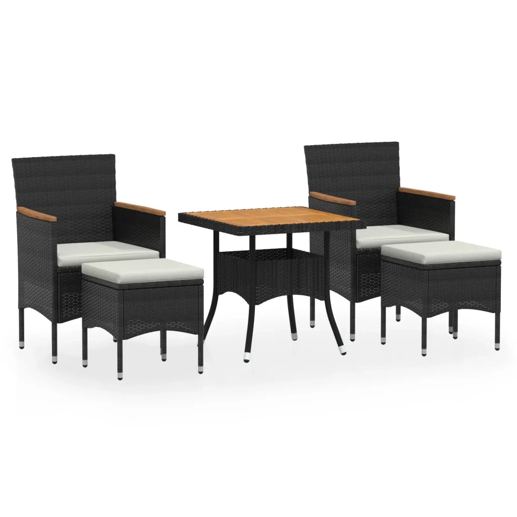 Set Mobili da Pranzo per Giardino 5 pz Polyrattan e Acacia Nerocod mxl 69408