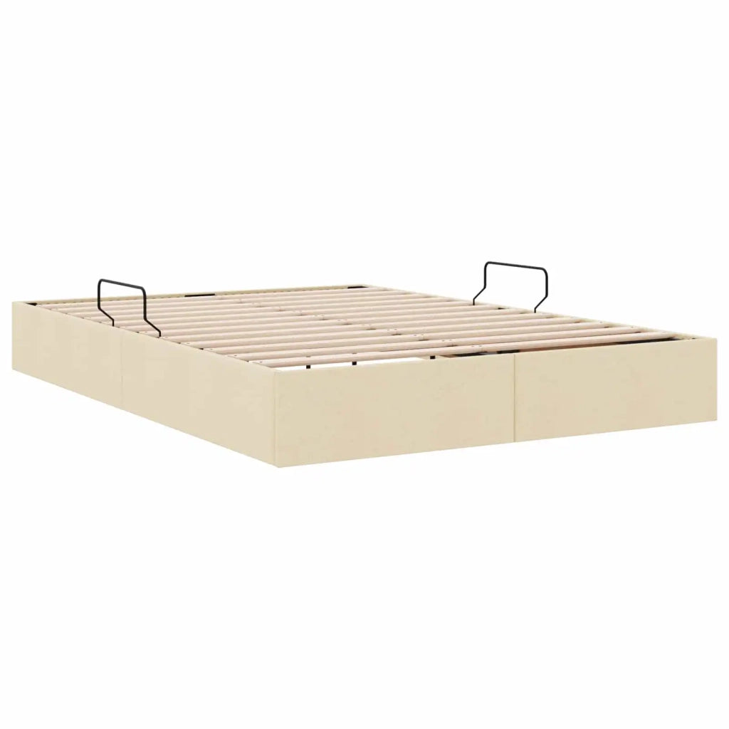 Letto ottomano con archiviazione Crema 140 x 190 cm Tessuto 3442824