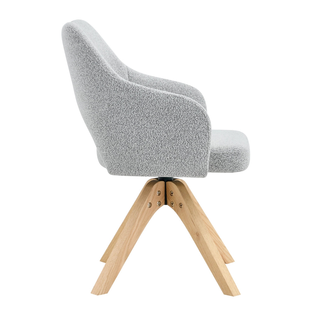 SEDIA Girevole Set da 2 pezzi Tessuto Grigio Chiaro Strutturato Legno Massello