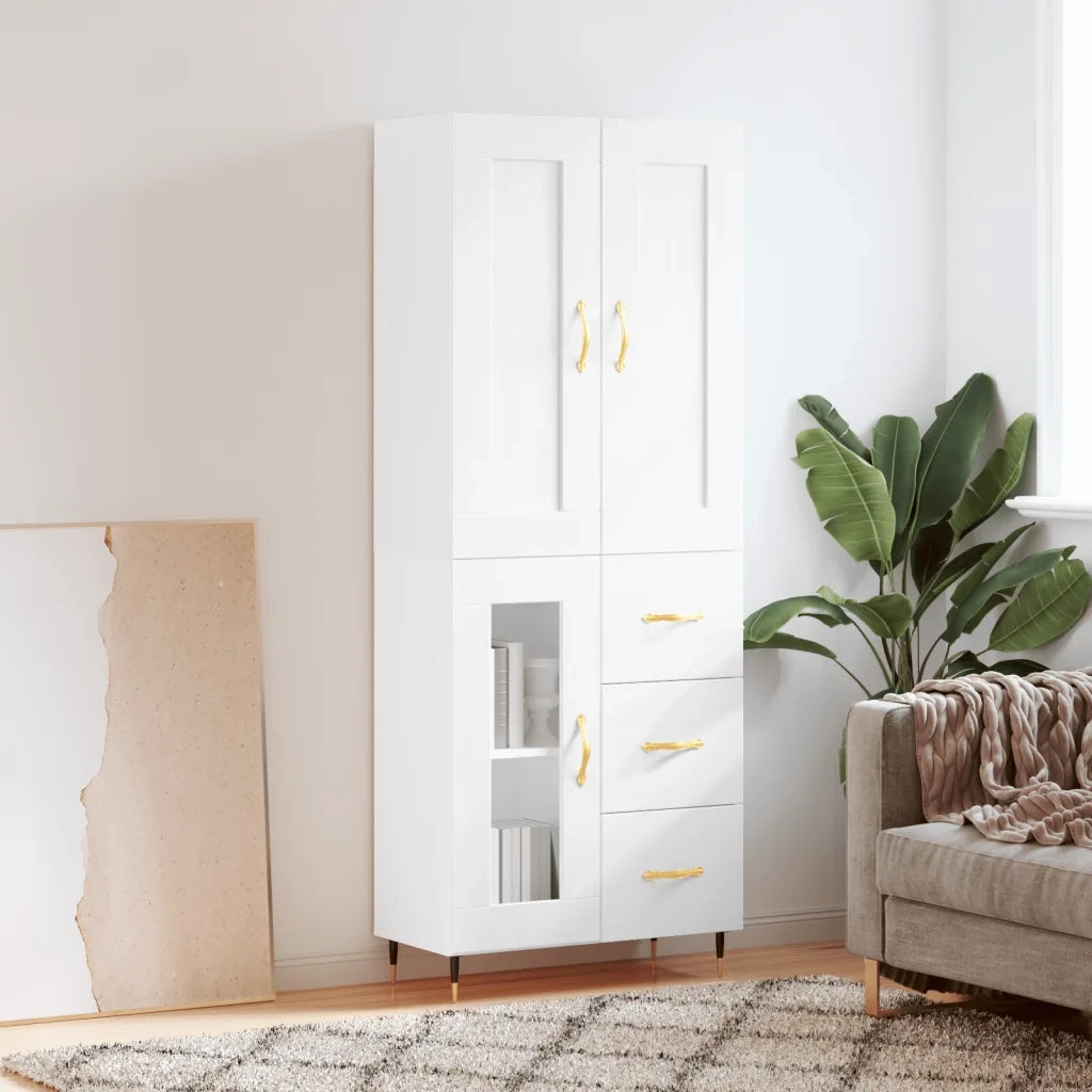 Credenza Bianca 69,5x34x180 cm in Legno Multistrato 3199921