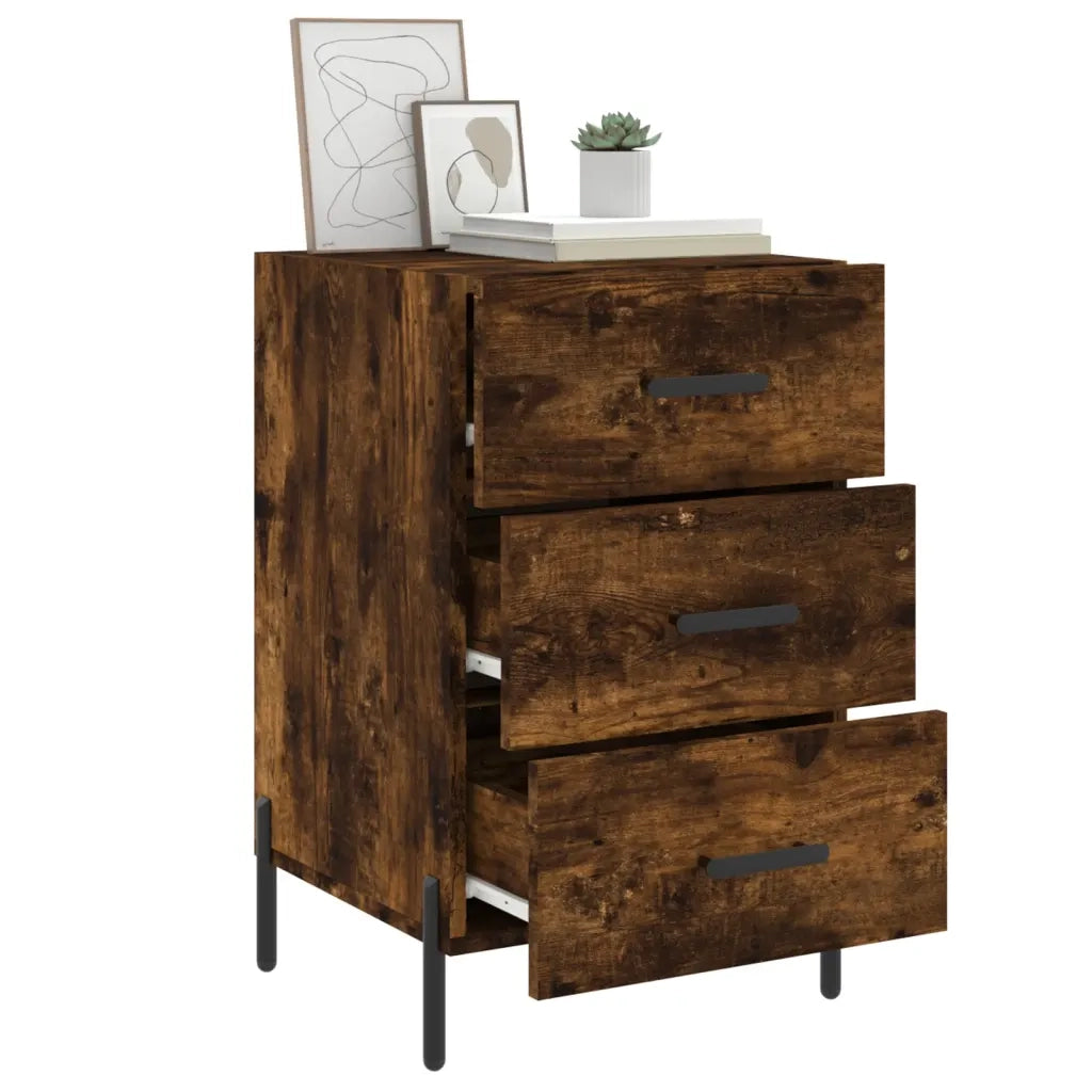 Comodino Rovere Fumo 40x40x66 cm in Legno Multistrato 827673