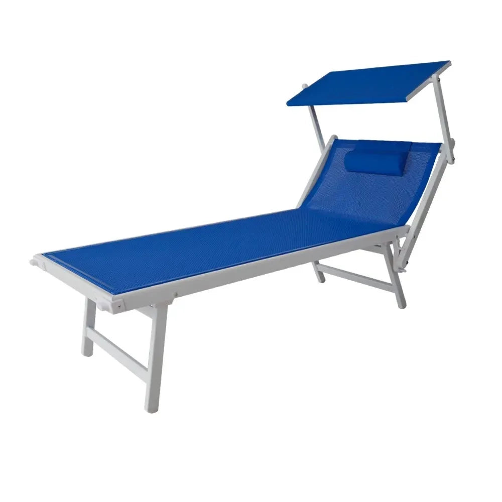 Tempo Style - Lettino Prendisole Blu con Parasole e telaio bianco