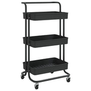 Carrello da Cucina 3 Ripiani Nero 42x35x85 cm Ferro e ABS CFW5200519