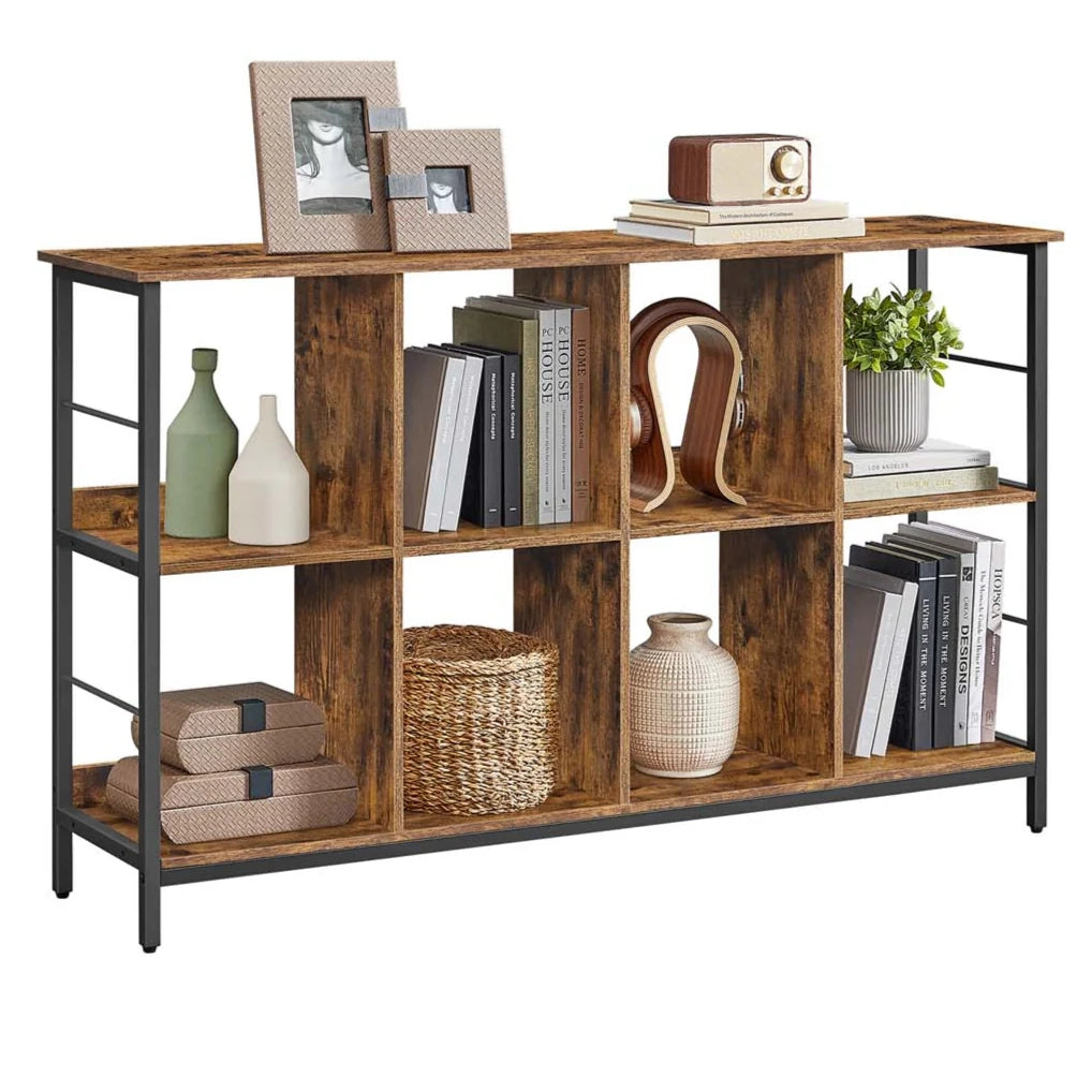 Mobiletto portaoggetti a 3 ripiani libreria in stile industriale 9 cubi per soggiorno ufficio corridoio cucina 33 x 132,6 x 80 cm marrone 12_0006401