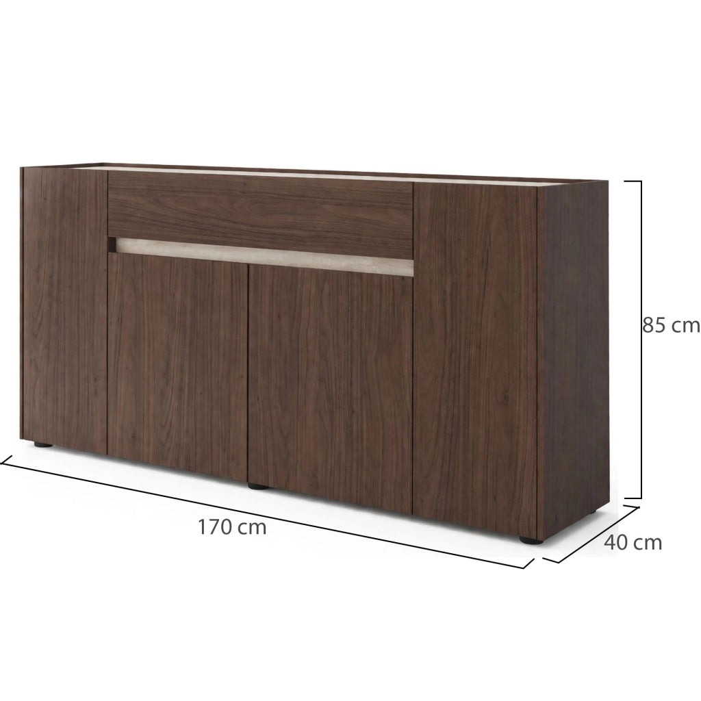 Madia Cirimido, Credenza un Cassetto, 170x40x85h cm Marrone Noce