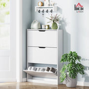 Scarpiera slim bianca a 3 ribalte, 80x17x108 cm