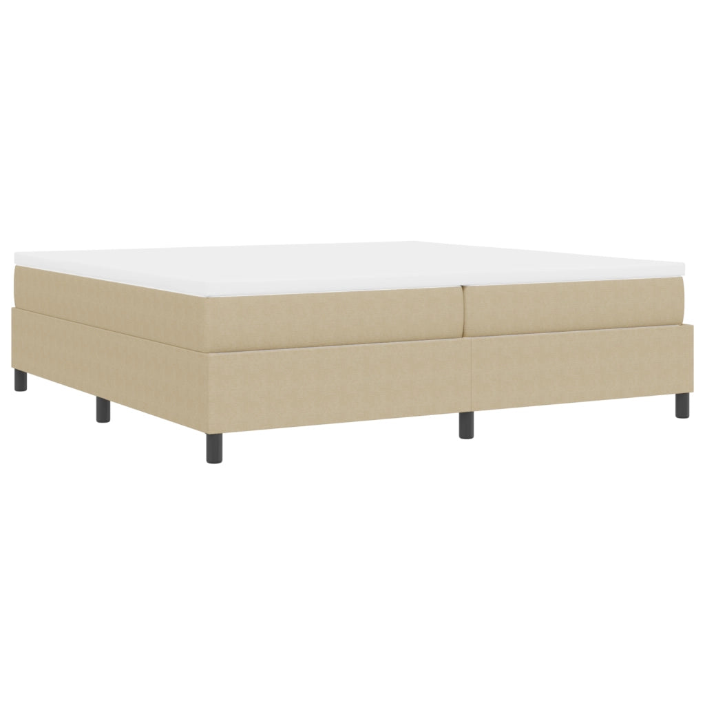 Letto a Molla con Materasso Beige Chiaro 200x200 cm Tessuto in Corduroy