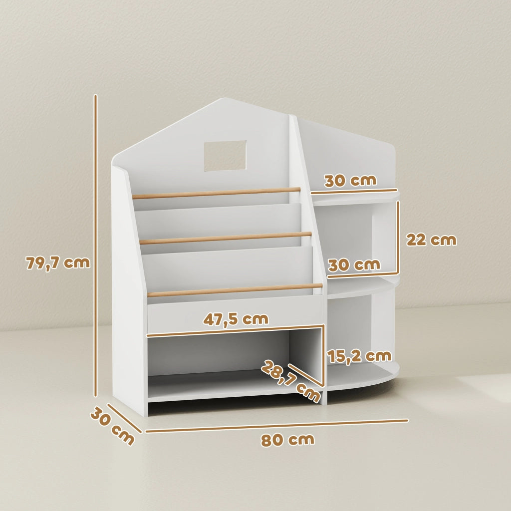 Libreria bambini 7 ripiani ¨C Xylo ¨C legno bianco, bordi arrotondati, portata 40 kg