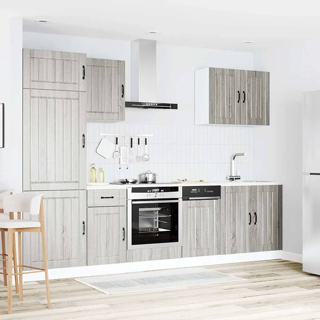 vidaXL Set Mobili da Cucina 7 pz Lucca Grigio Sonoma in Truciolato