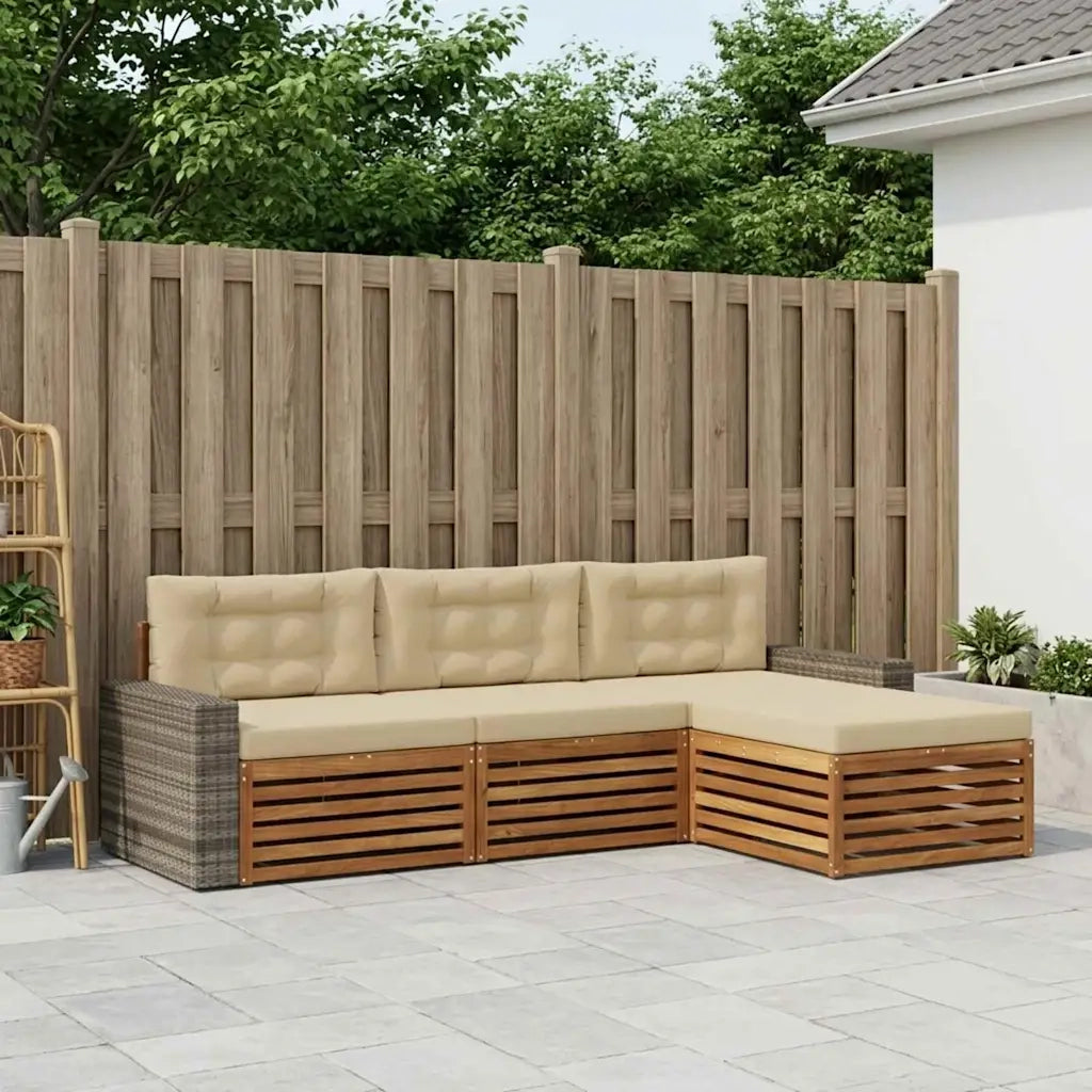 Set di divani da esterno 4 pcs Naturale e Beige Poliestere 3383221