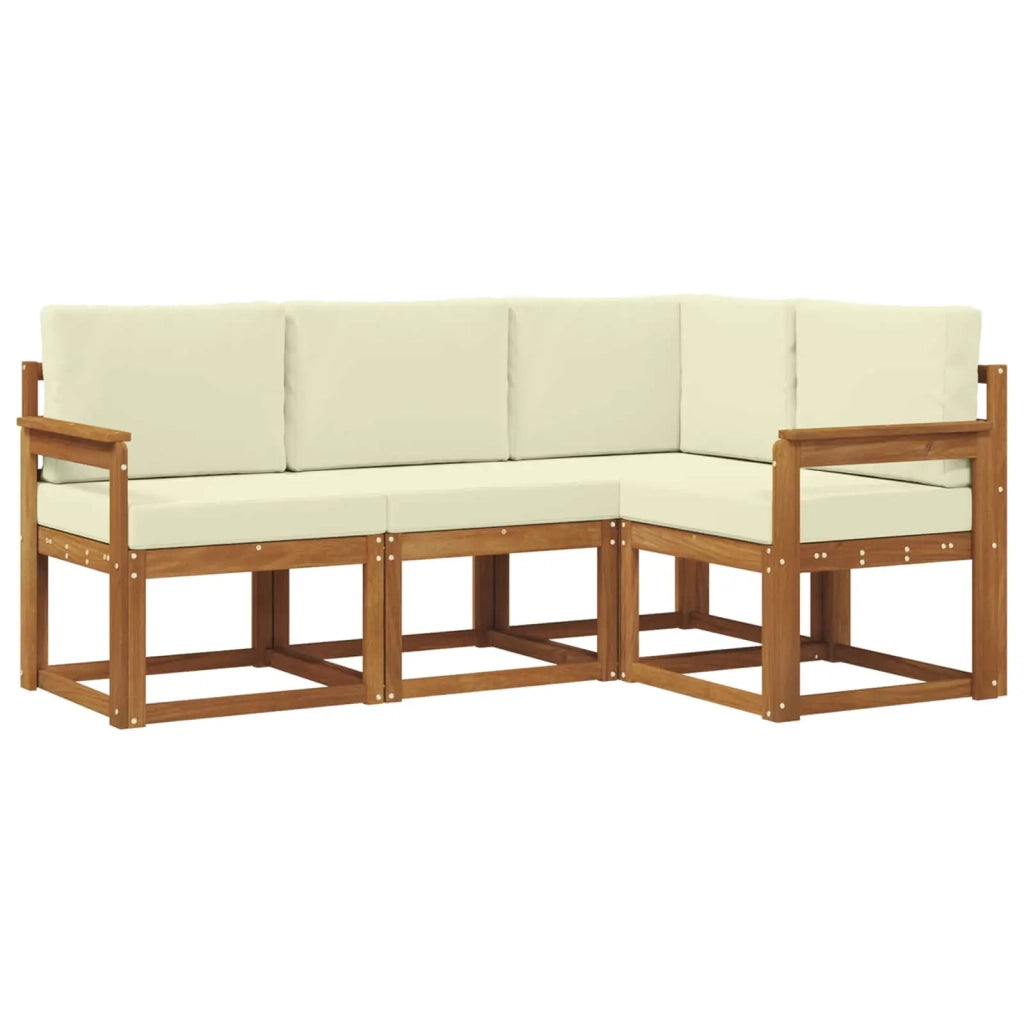 Set di divani da esterno con cuscino 4 pcs Naturale e Crema