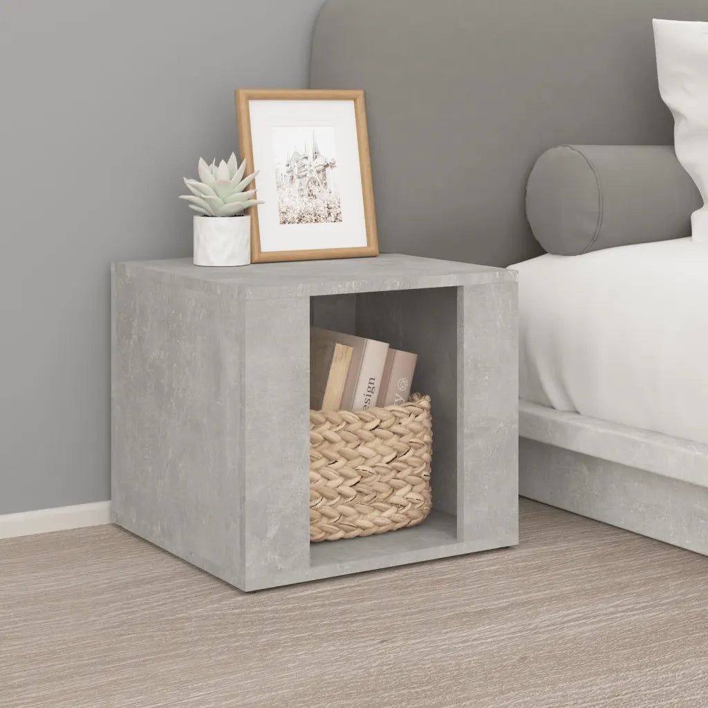 Comodino | Armadio da Notte | Mobiletto da notte Grigio Cemento 41x40x36 cm in Legno Multistrato