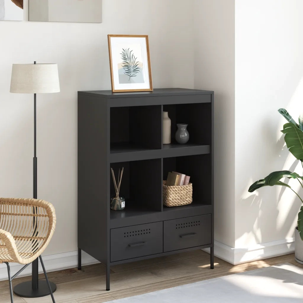 Credenza | Madia | Buffet da pranzo | Armadio da pranzo Nera 68x39x101,5 cm in Acciaio