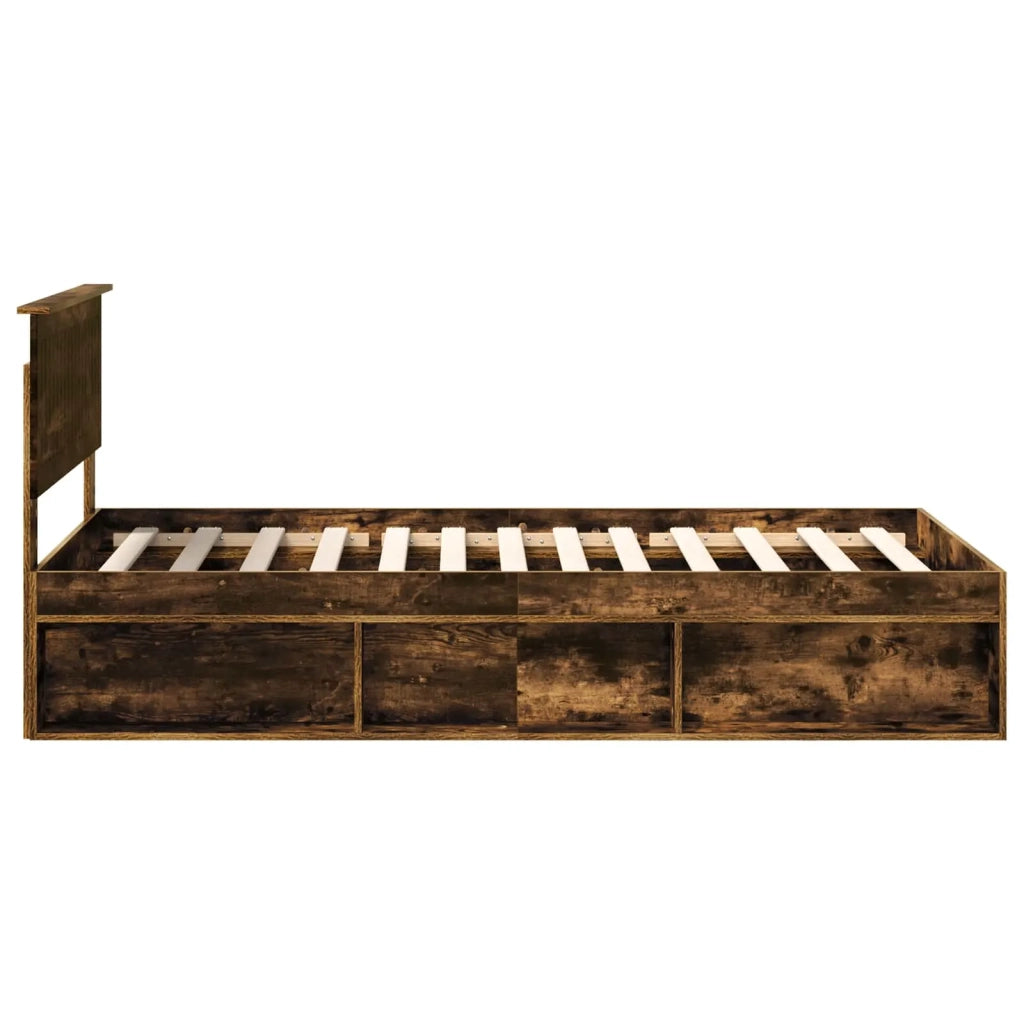 Letto singolo | Letto per adulti | Struttura del letto Rovere fum¨¦ 100 x 200 cm Pino massello