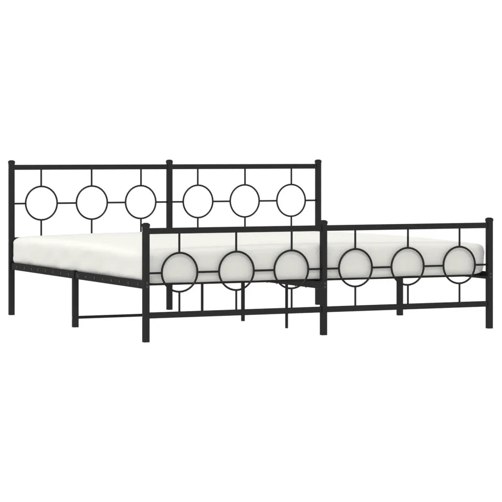 Giroletto con Testiera e Pediera Metallo Nero 193x203 cm 376250