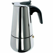 Trade Shop - Caffettiera Moka In Acciaio Inox Lucido Con Manico In Bachelite Da 6 Tazze Fondo Induzione -