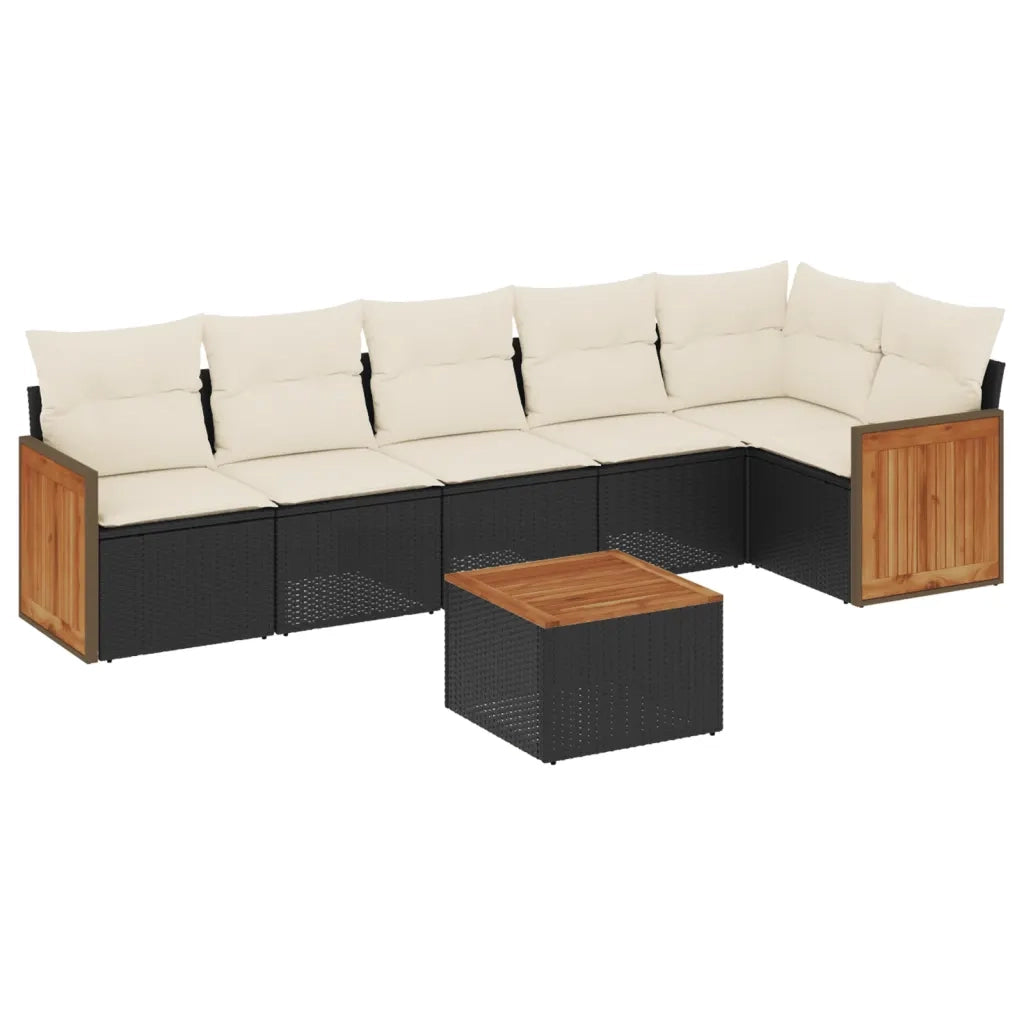 Set Divani da Giardino con Cuscini 7pz Nero Polyrattan 3260075