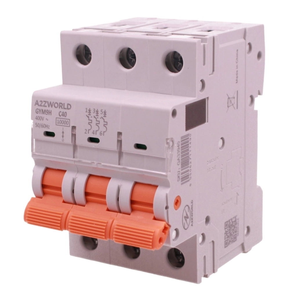 MCB Interruttore Magnetotermico Automatico Curva C 3P 3M 10000A AC 400V IP20 GYM9H, Accoppiabile Con Bobina di Sgancio GA01231 GA01232, Disponibili 16A 20A 25A 32A 40A 63A (C40A)