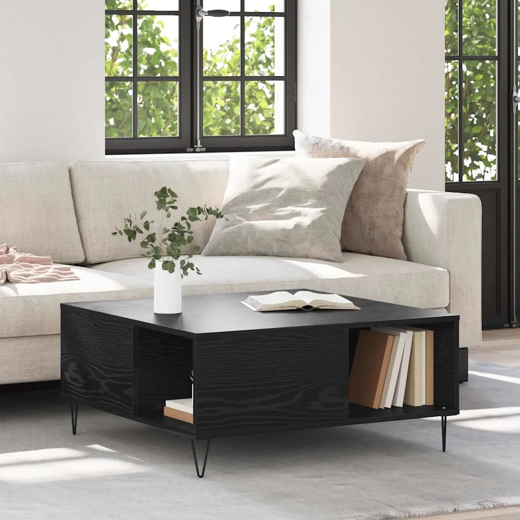 Tavolino da salotto Rovere Nero 80 x 80 x 36,5 cm 881668