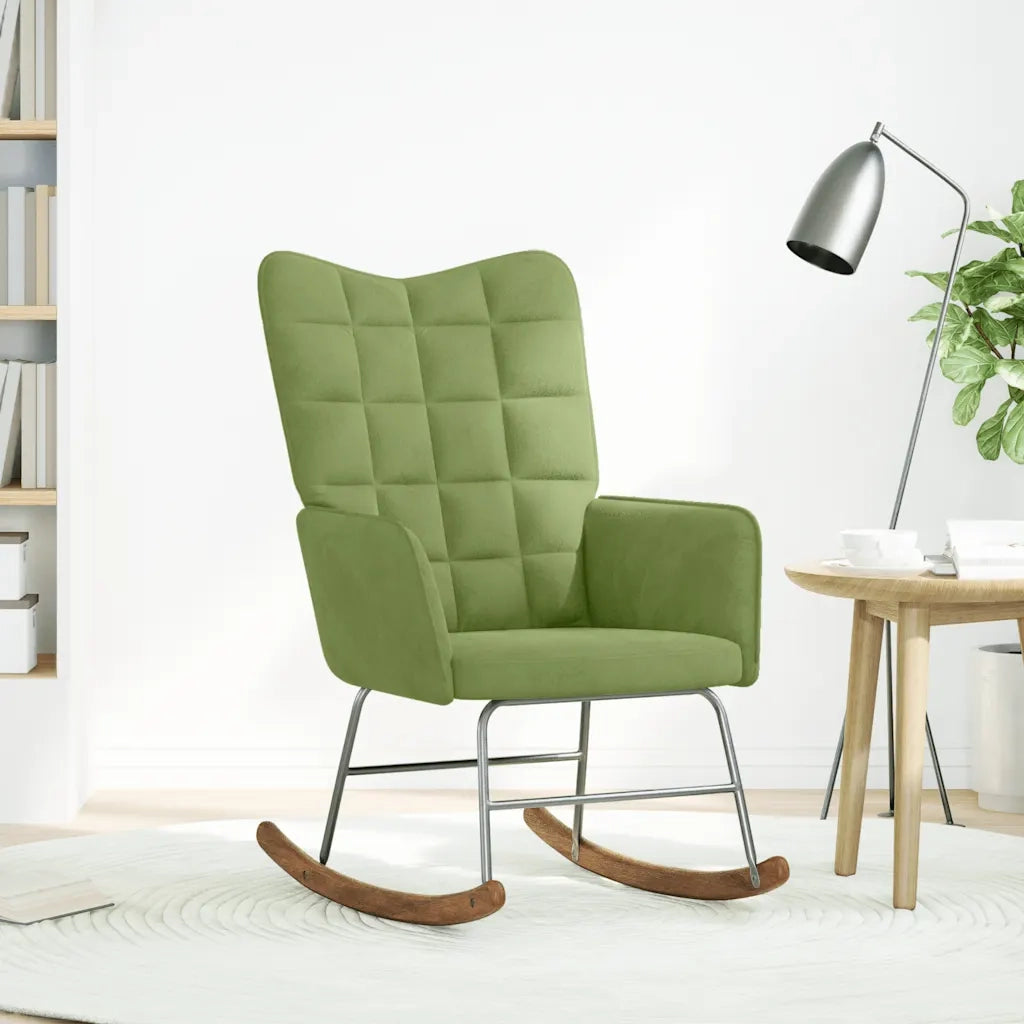 Sedia a Dondolo Verde Chiaro in Velluto CFW6630144