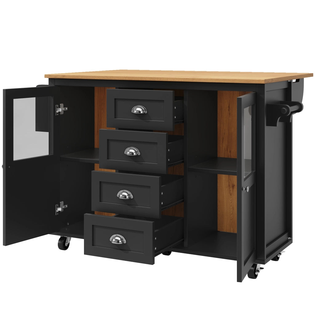 ISOLA CUCINA con piano pieghevole 137,9x73x92,5 cm MDF metallo nero