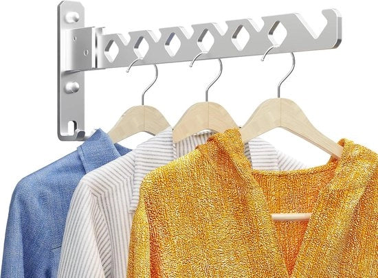 Hanger per abito - Hanger per vestiti - Riportabile - hanger per abiti - Sostegno per parete - Hanger per parete - Appoggio per cappotti - Hanger per abiti - Stendino - Bianco - 35 cm