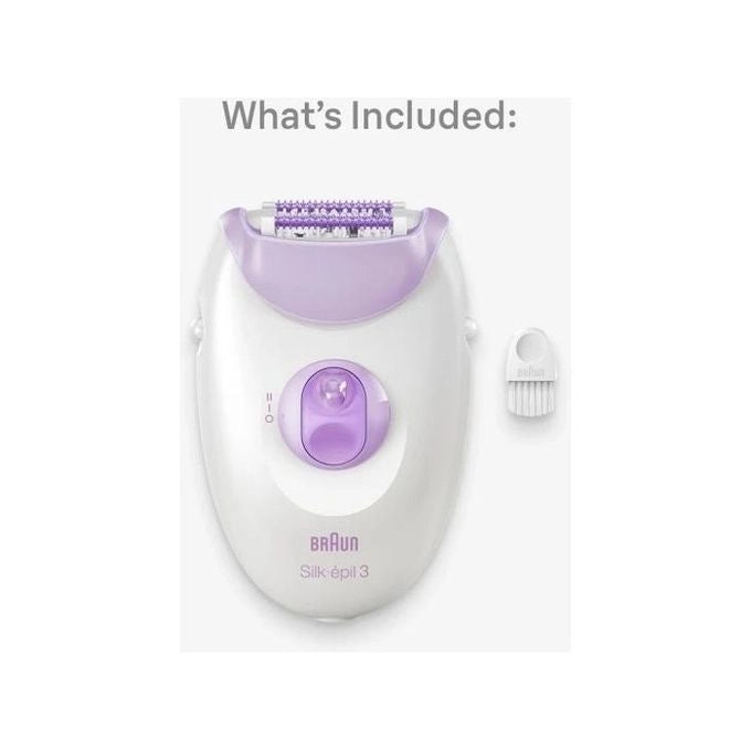 Braun SE3-000 Silk-épil 3 Epilatore 20 Pinzette Tecnologia MicroGrip 2 Velocita' Luce Integrata Rulli Massaggianti colore Viola Bianco