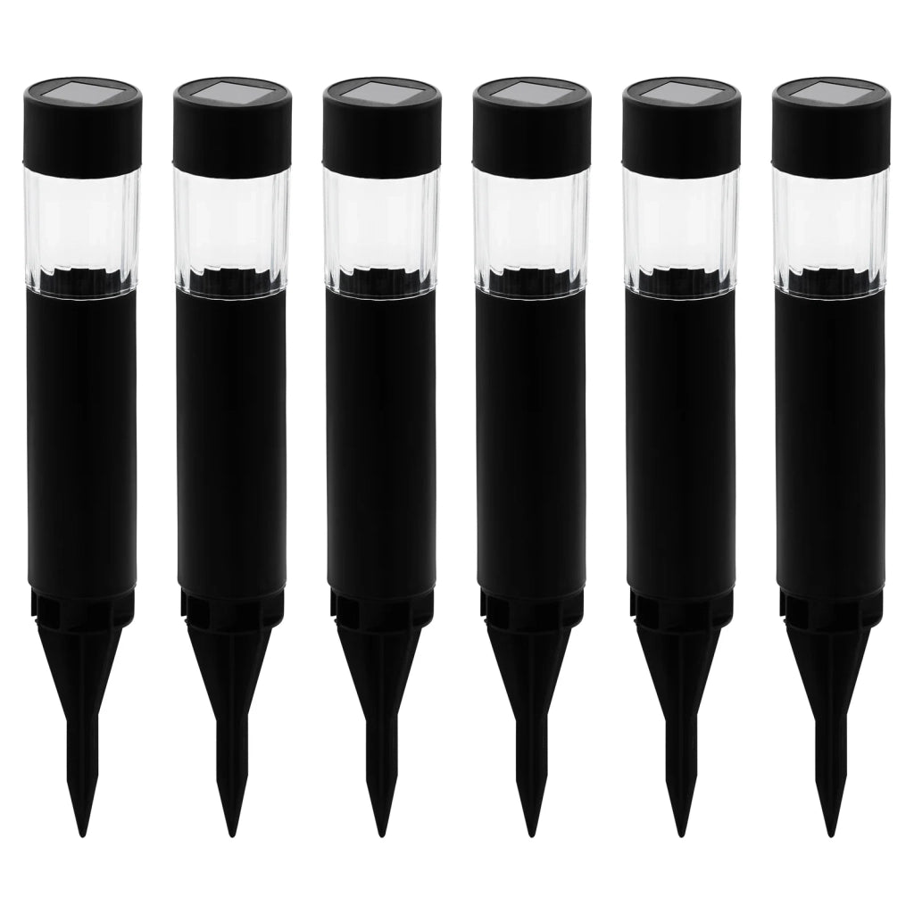 Set 6 Pali Solari Da Esterno Rosalba Alluminio Nero 6 Luci Led 0,06W Ip44