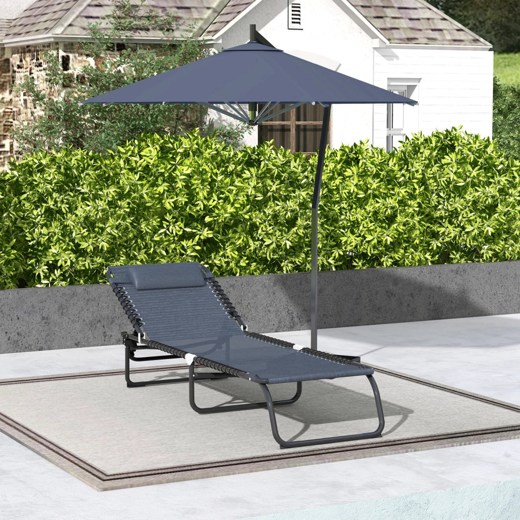 Lettino da giardino pieghevole con schienale regolabile ¨C zephmum ¨C Nero textilene Grigio