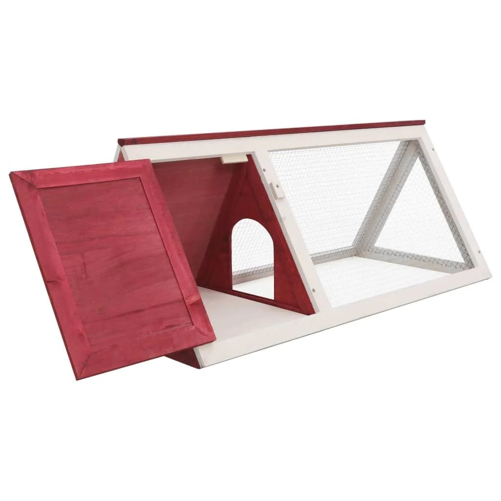 Conigliera per piccoli animali 98 x 50 x 41 cm legno rosso e bianco 02_0000615