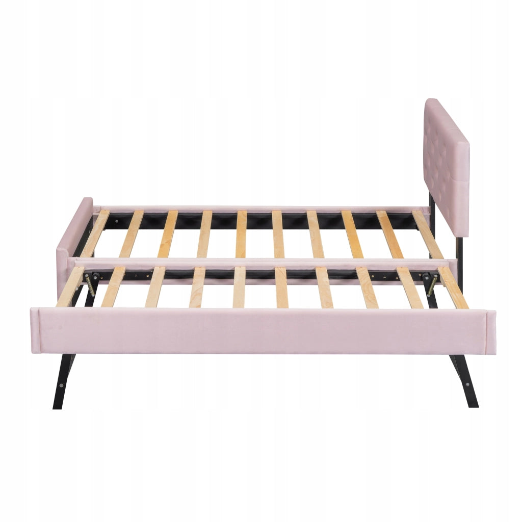 Letto imbottito 90x200 - Xylo - con contenitore rosa