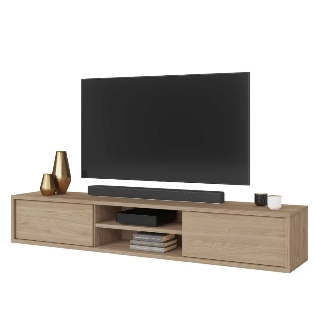 Mobile TV 180cm, 2 porte e 2 vani collezione MAANUM. Colore rovere chiaro.