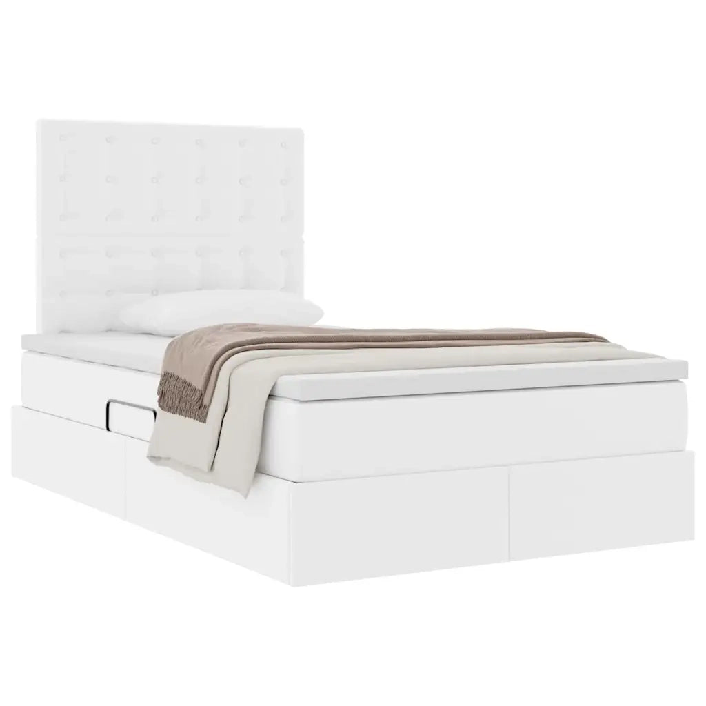 Letto con Contenitore Bianco Puro 120 x 200 cm Pelle Sintetica