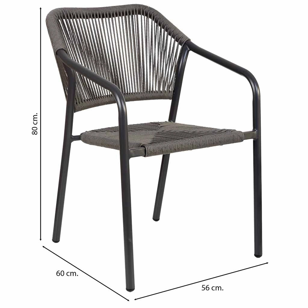 Sedia in rattan sintetico grigio 56x60x80