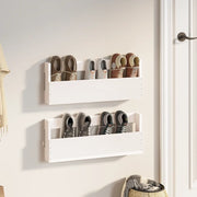 Scarpiere a Parete 2 pz-Set di 2 Scaffale per scarpe Bianco 59x9x23cm Legno Massello di Pino