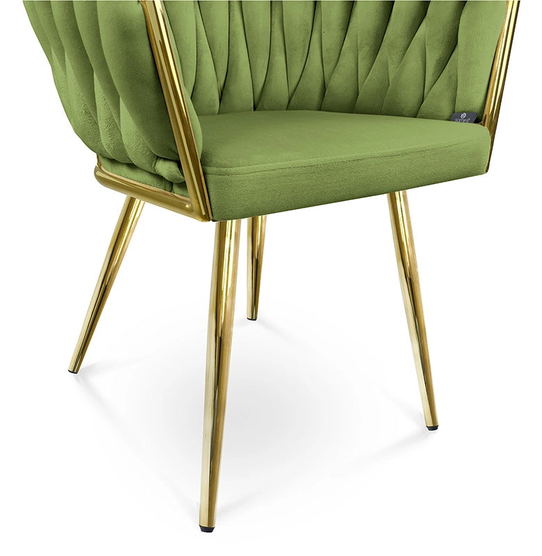 Poltrona in velluto verde pistacchio, sedia imbottita da pranzo – Elise - SDPL39ELPD