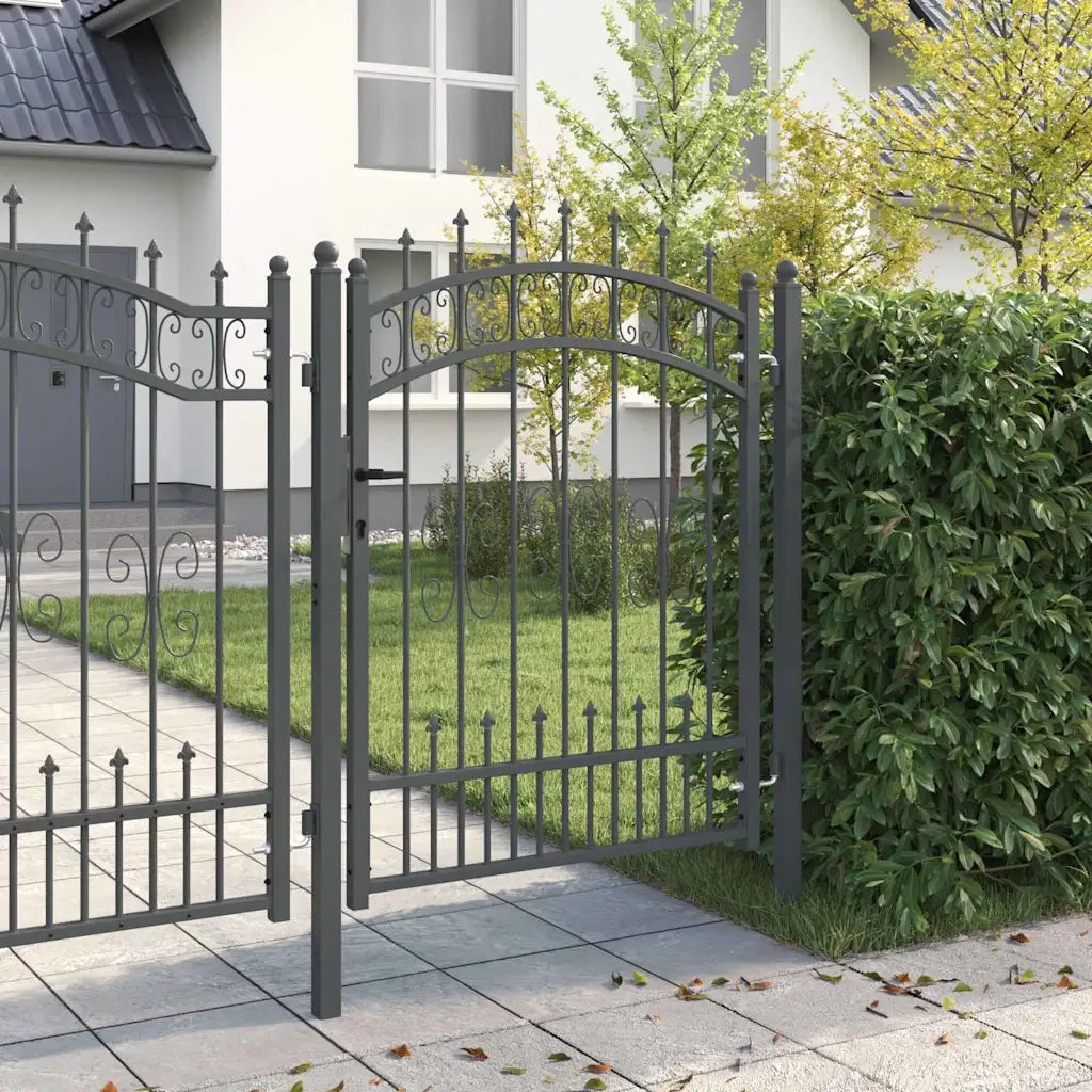 Cancello con Punta a Lancia KAMPEN 103 x 175 cm Acciaio Grigio 42009039