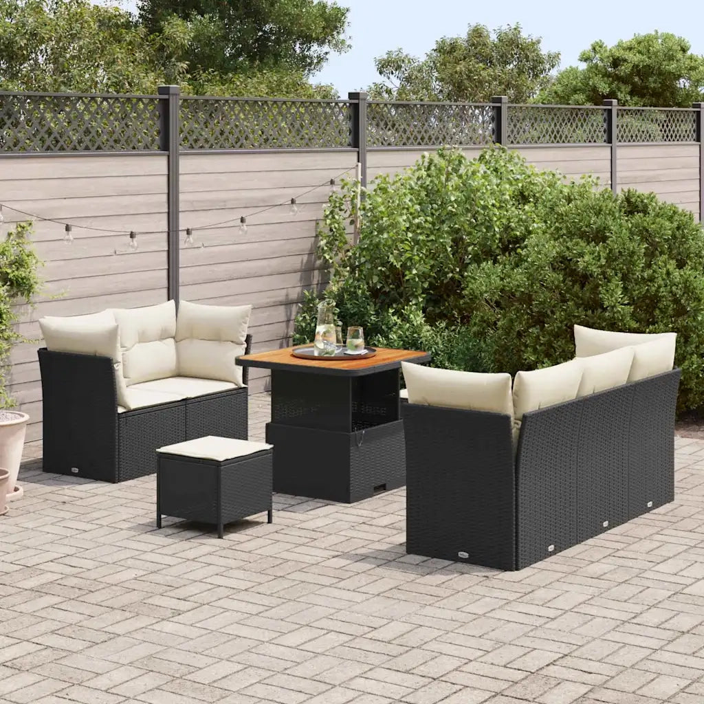 Set Divano da Giardino 8 pcs Nero polyrattan 3361425