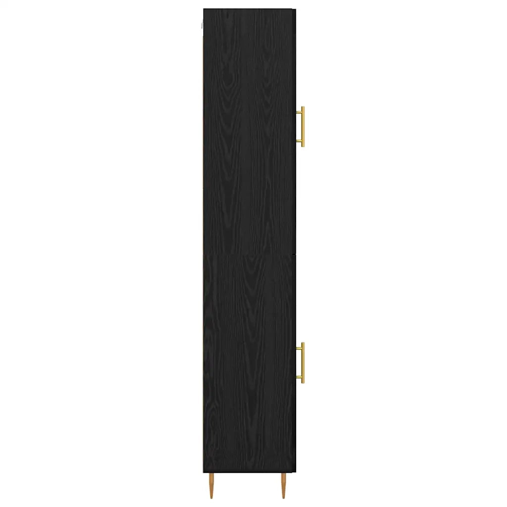 Credenza 2 pcs Rovere Nero Vetro