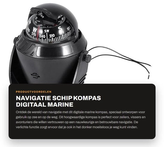 Compasso digitale marino - Alta precisione luce LED - Nero - Navigazione elettronica - Sostituzione per barche e automobili - Modello non specificato